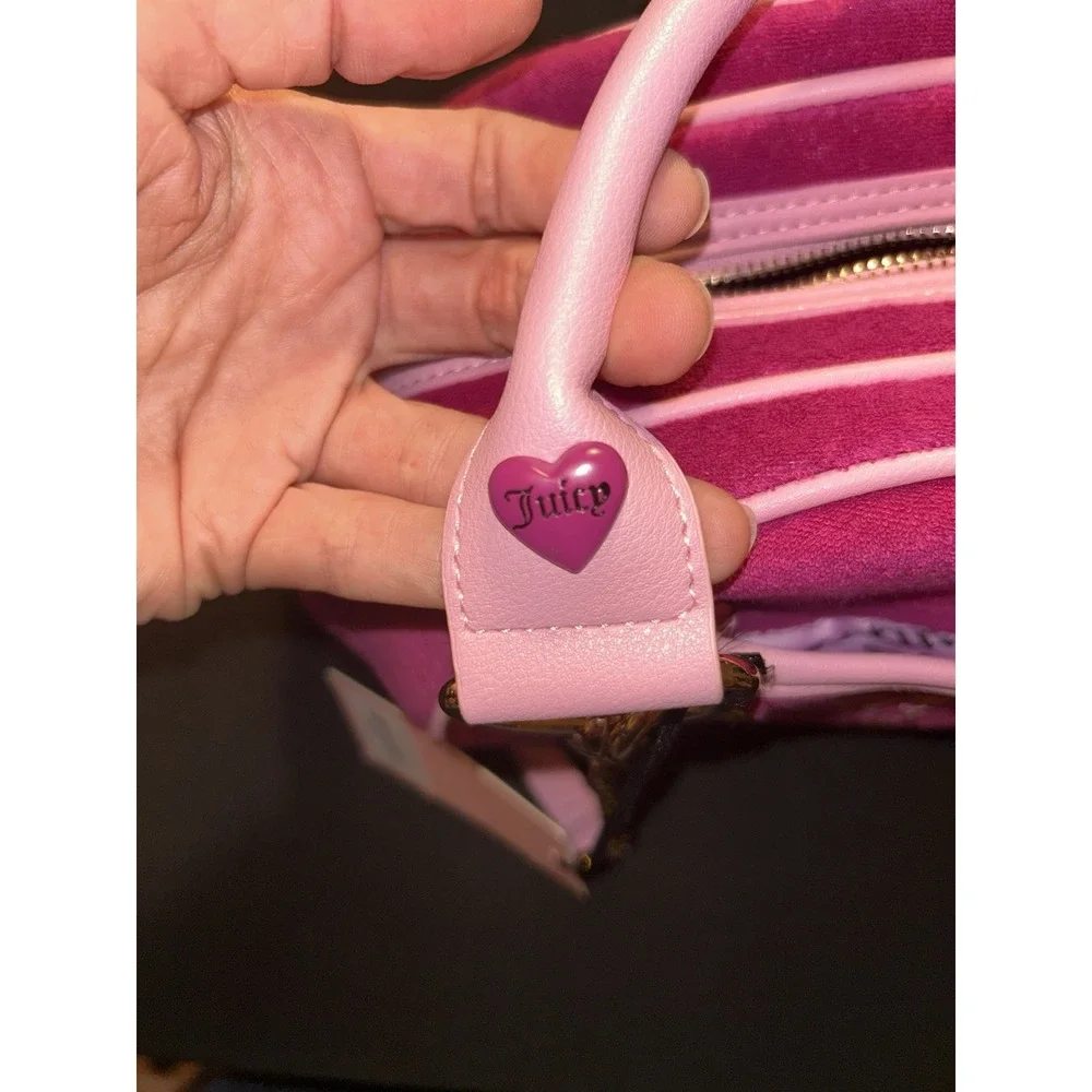 Juicy Couture Hot Pink Satchel Purse Gold Chain Crossbody Ice Cream Charm NWT!